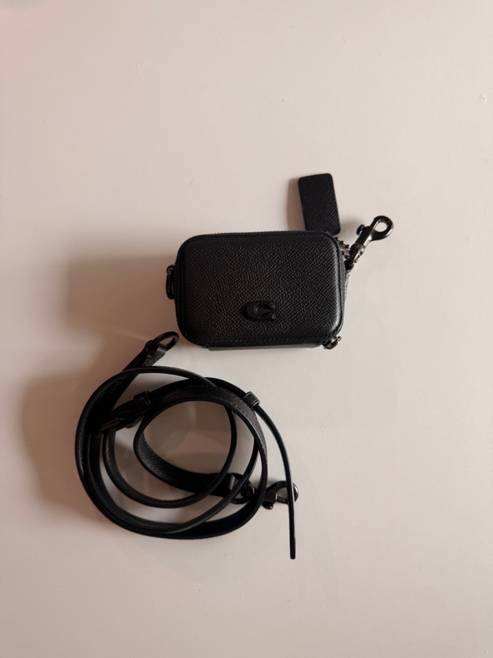 MINI Coach Black Zip Crossbody Card Case with Removable Strap